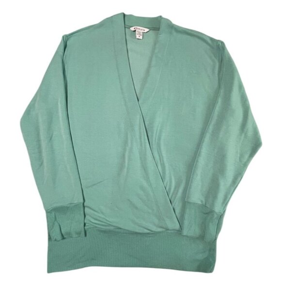 Athleta Women's Dusty Jade Purana V-Neck Wrap Sweatshirt SIZE-MEDIUM - Picture 1 of 10